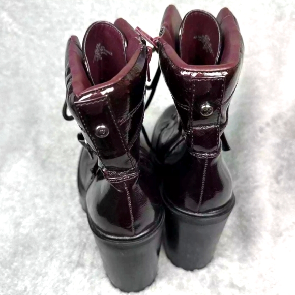 "Deep copper" GBG round toe, mid calf, Lace-up platform combat boots (W-10M) - Picture 3 of 10